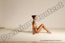 Nude Gymnastic poses Woman White Moving poses Slim long brown Dynamic poses Pinup